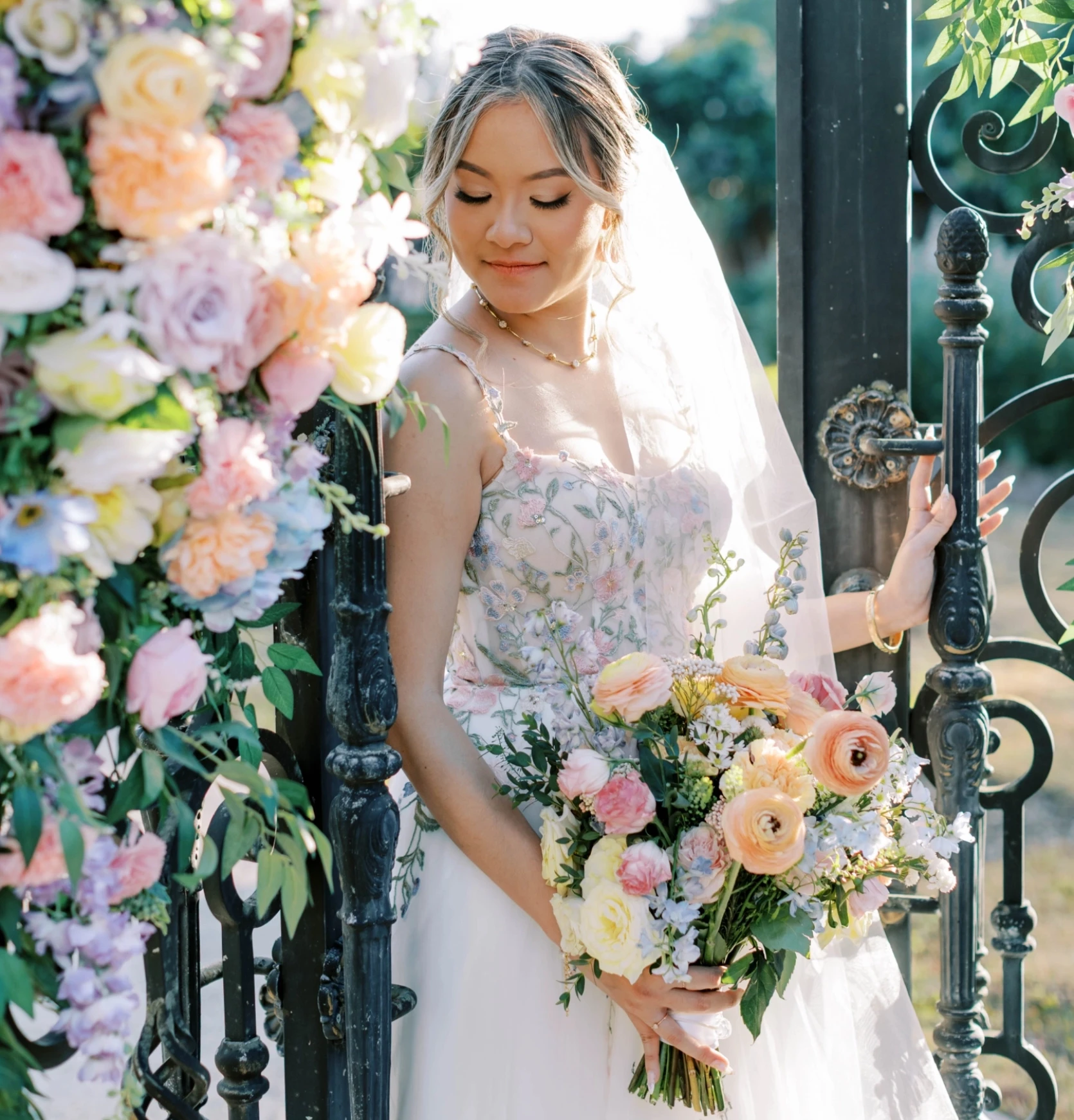 Bride wearing a white bridal gown
