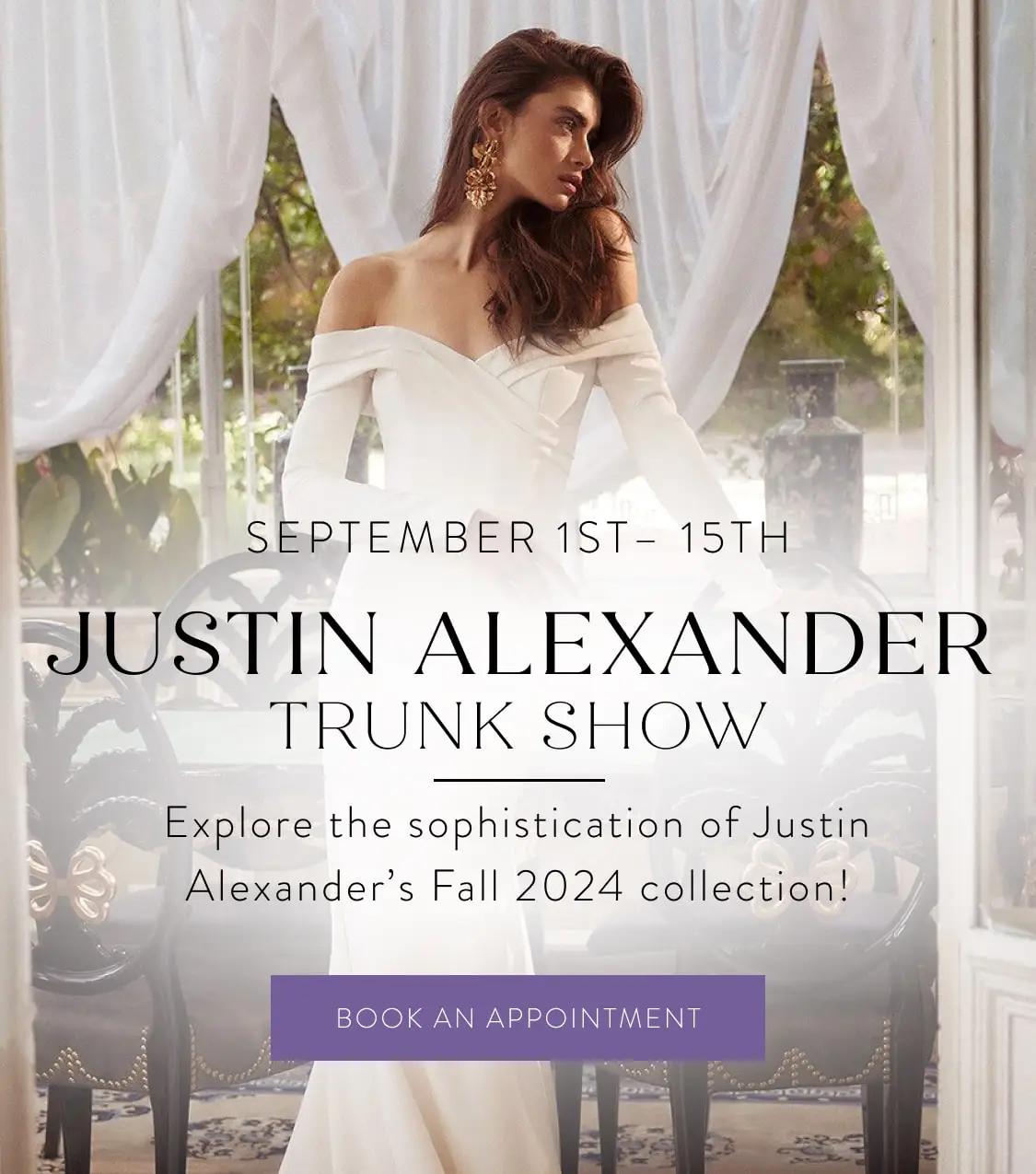 justin alexander trunk show banner