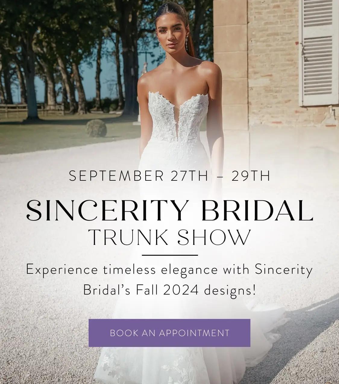 sincerity bridal trunk show banner