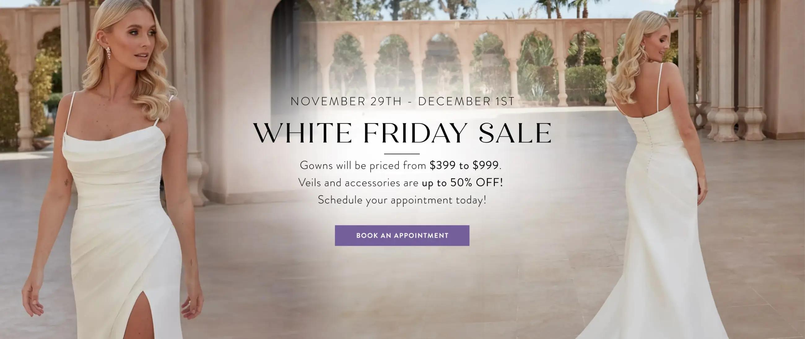 White Friday Sale at Wonderland Bridal Desktop