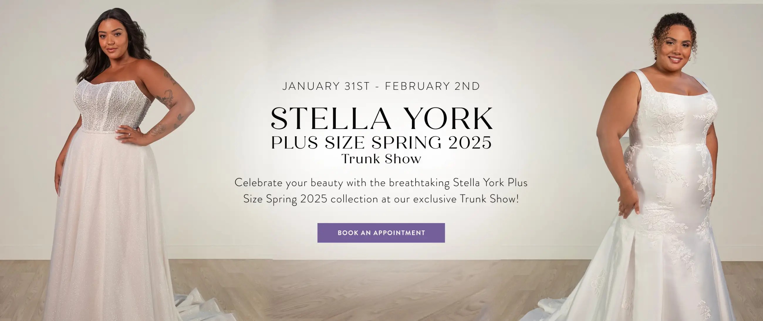 Stella York Plus Size Trunk Show Desktop Banner