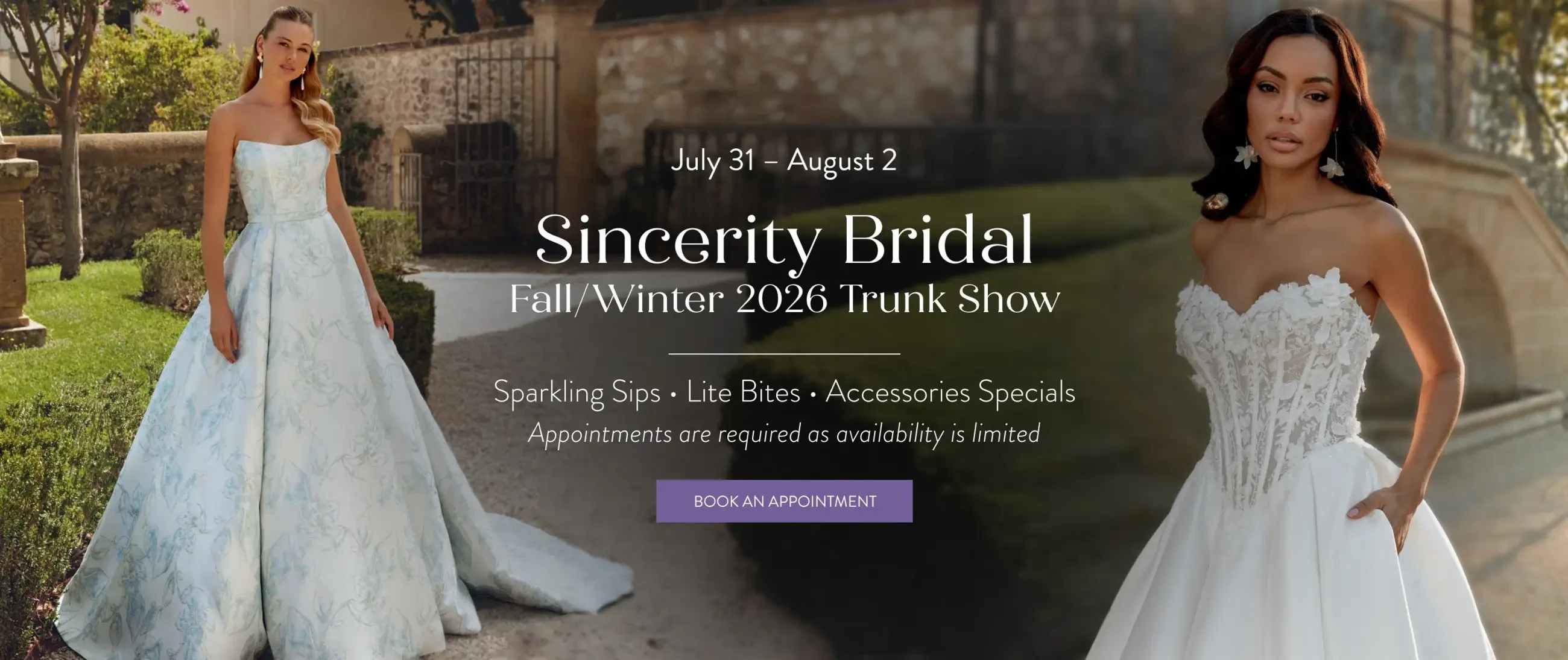 Sincerity Bridal Trunk Show Desktop Banner